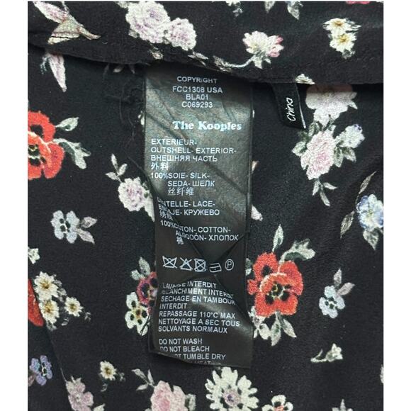 THE KOOPLES 100% Silk Floral Button Up Blouse Dark Romantic Career Office Work - Picture 12 of 13